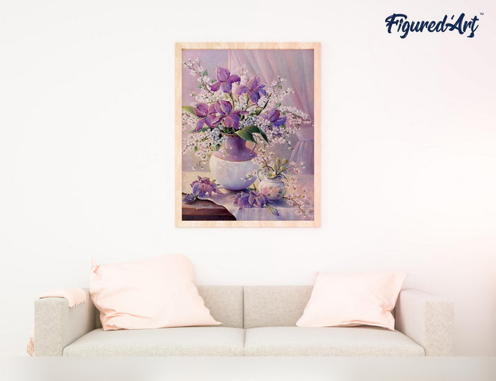 Malen nach Zahlen 40x50cm ohne Keilrahmen Figured’Art Elegante violette Vase - Kidis Art