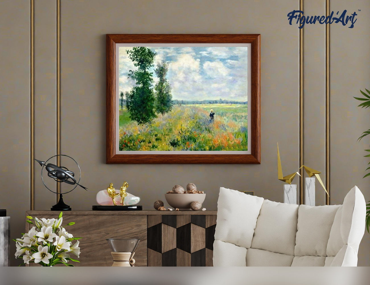 Malen nach Zahlen 40x50cm auf Keilrahmen gespannt Figured’Art Mohnfeld – Monet - Kidis Art