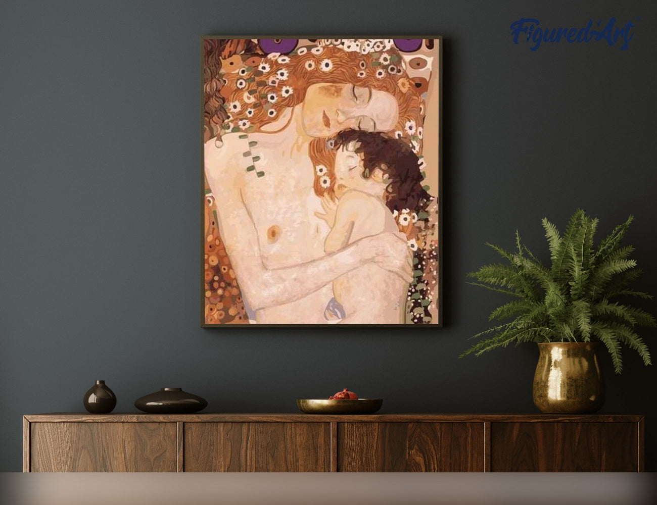 Malen nach Zahlen 40x50cm auf Keilrahmen gespannt Figured’Art Klimt - Mutter und Kind - Kidis Art