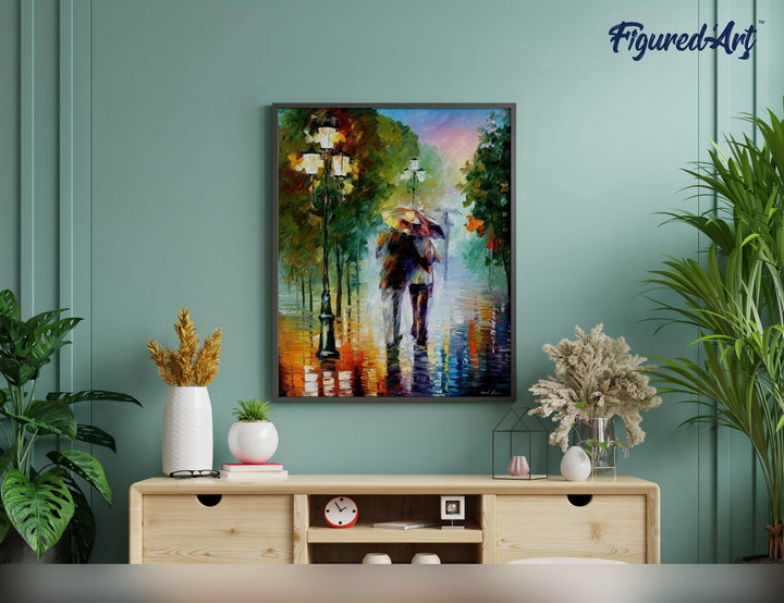 Malen nach Zahlen 40x50cm ohne Keilrahmen Figured’Art Romantischer Regen - Kidis Art