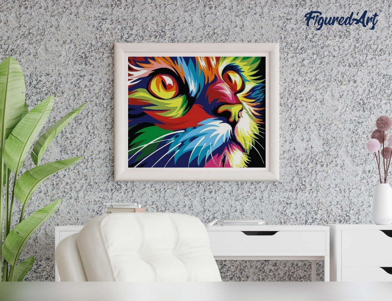 Malen nach Zahlen 40x50cm ohne Keilrahmen Figured’Art Pop Art Raubkatze - Kidis Art