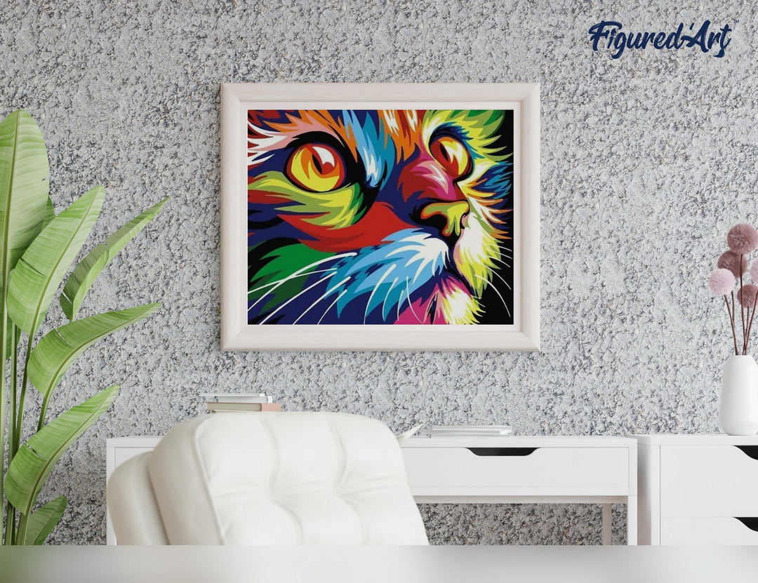 Malen nach Zahlen 40x50cm auf Keilrahmen gespannt Figured’Art Pop Art Raubkatze - Kidis Art