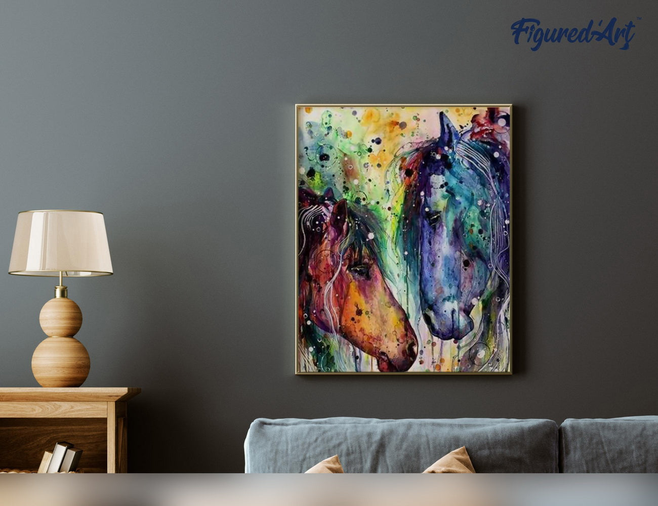 Malen nach Zahlen 40x50cm ohne Keilrahmen Figured’Art Zwei Pferde in Farben - Kidis Art