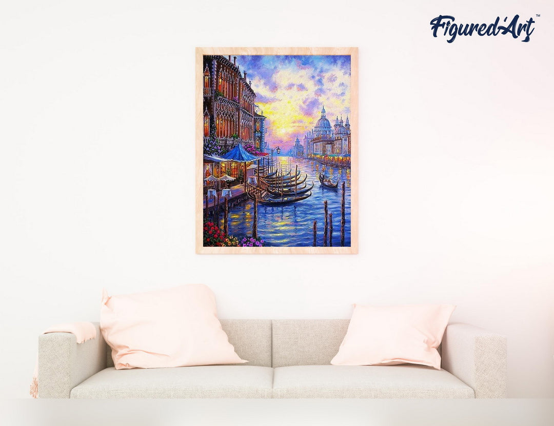 Malen nach Zahlen 40x50cm ohne Keilrahmen Figured’Art Der Grosse Kanal in Venedig - Kidis Art