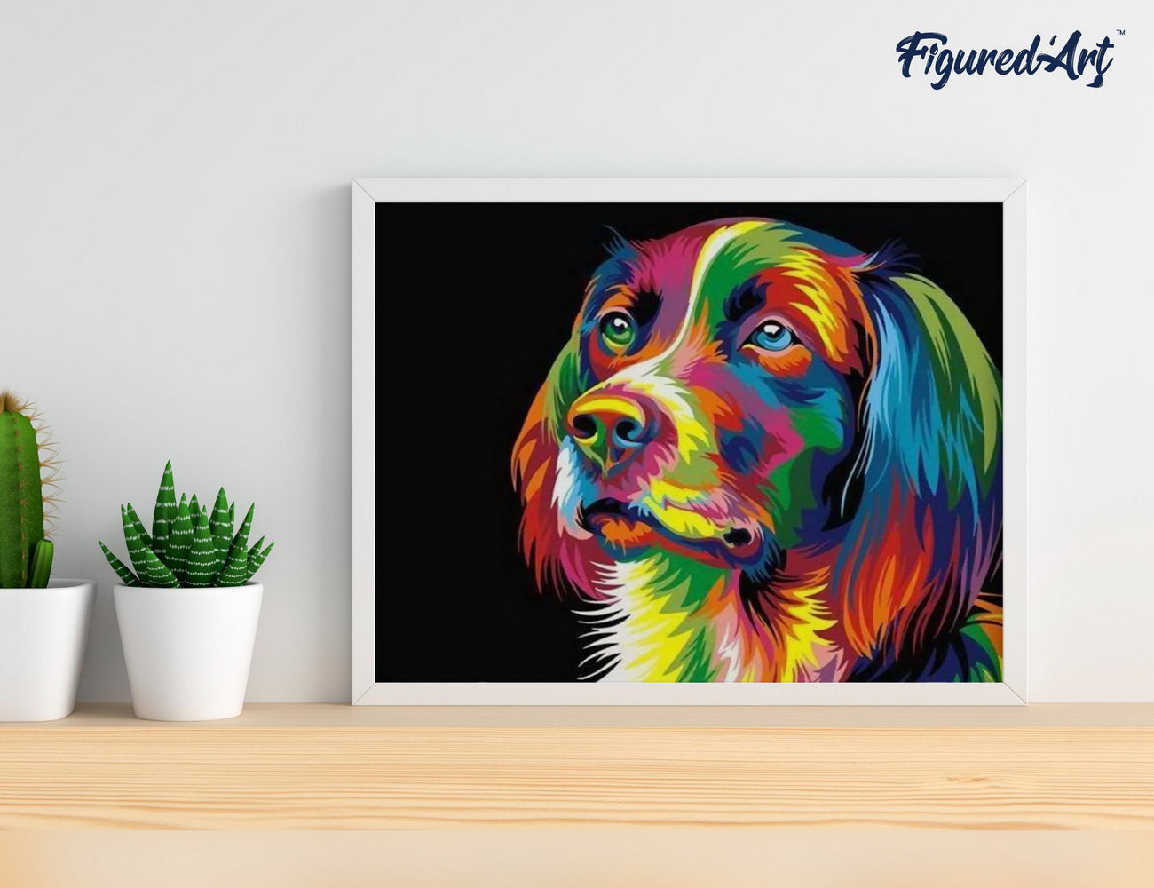 Malen nach Zahlen 40x50cm ohne Keilrahmen Figured’Art Hund Pop Art - Kidis Art