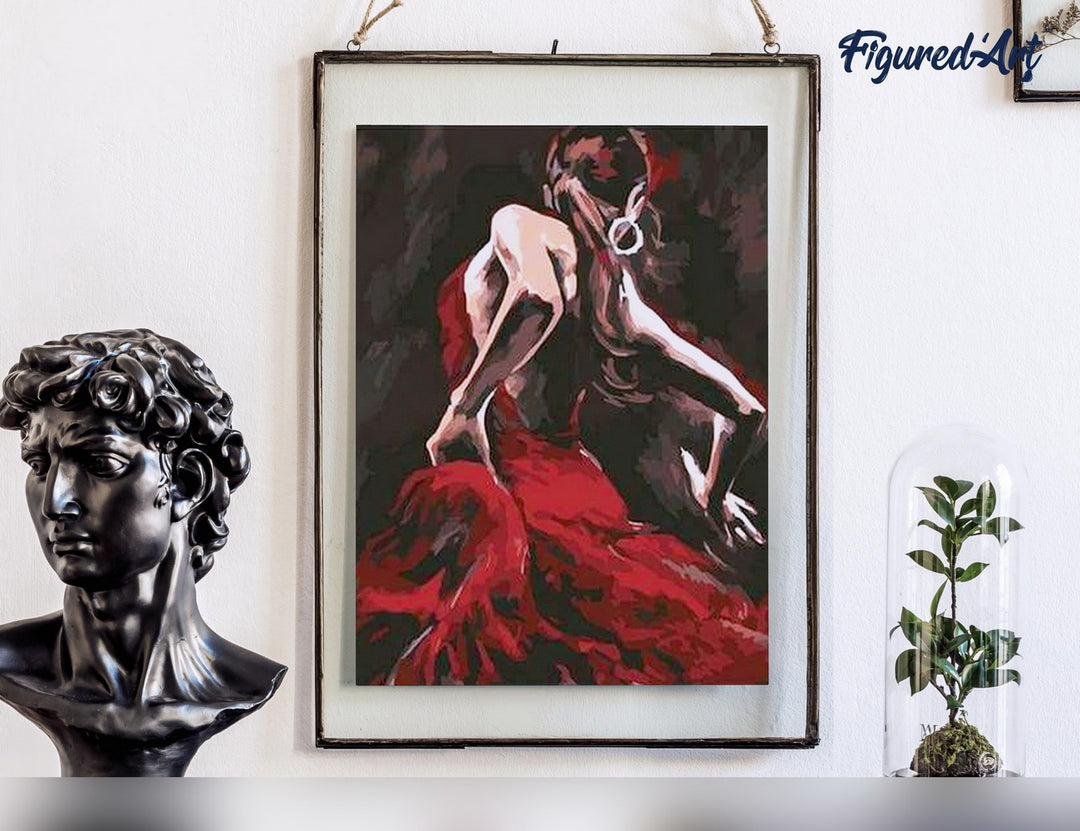 Malen nach Zahlen 40x50cm ohne Keilrahmen Figured’Art Flamenco Tänzerin - Kidis Art