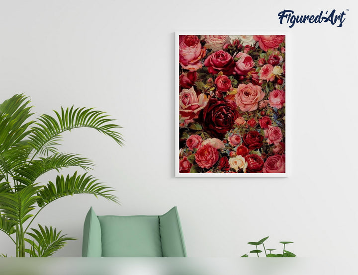 Malen nach Zahlen 40x50cm ohne Keilrahmen Figured’Art Romantische Blumen - Kidis Art