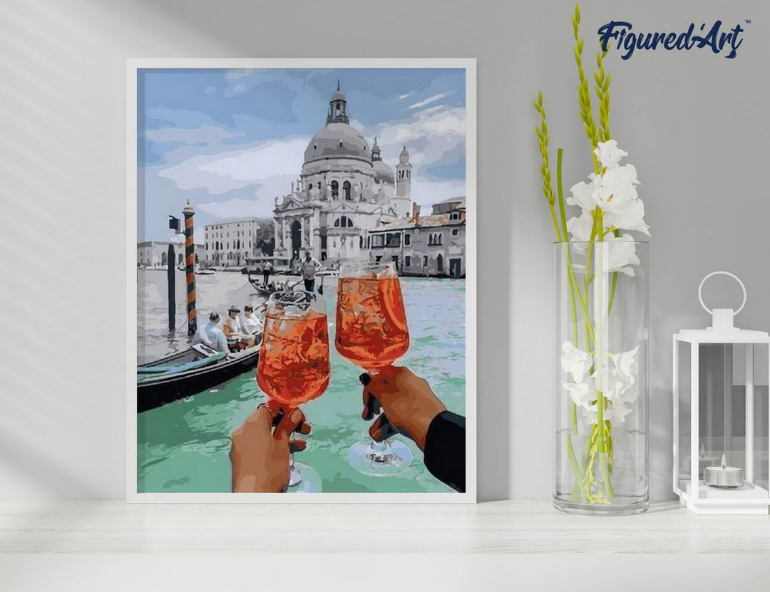 Malen nach Zahlen 40x50cm ohne Keilrahmen Figured’Art Prost in Venedig - Kidis Art