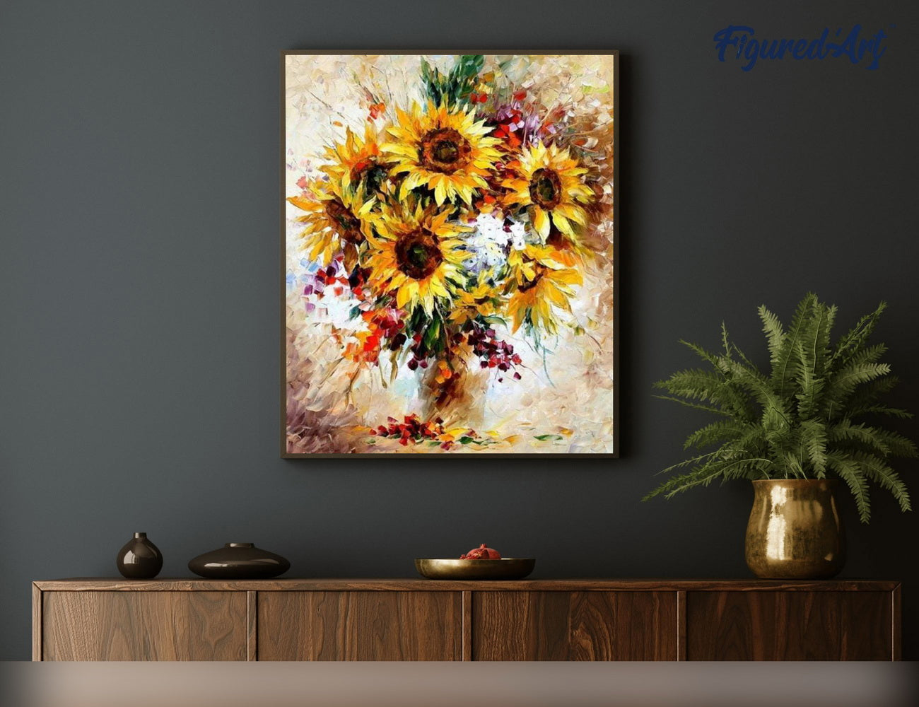 Malen nach Zahlen 40x50cm auf Keilrahmen gespannt Figured’Art Schöne Sonnenblumen - Kidis Art