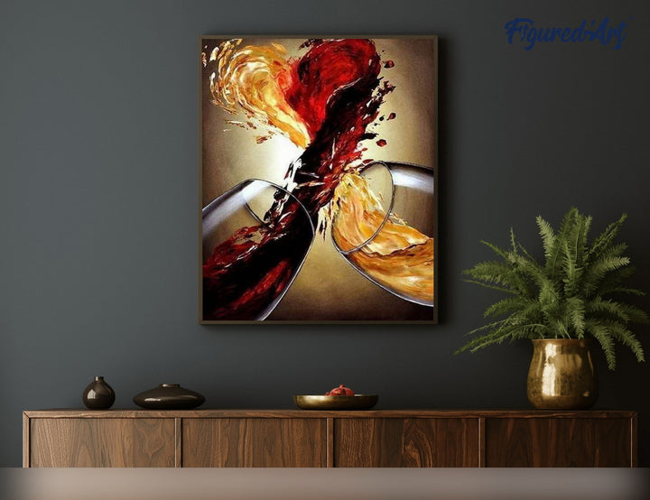 Malen nach Zahlen 40x50cm auf Keilrahmen gespannt Figured’Art Rot- und Weisswein - Kidis Art