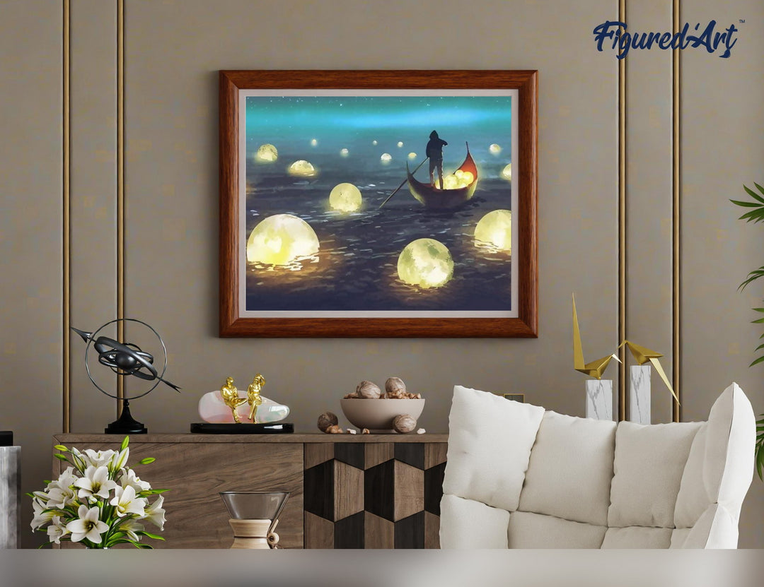 Malen nach Zahlen 40x50cm ohne Keilrahmen Figured’Art Lichter auf dem See - Kidis Art