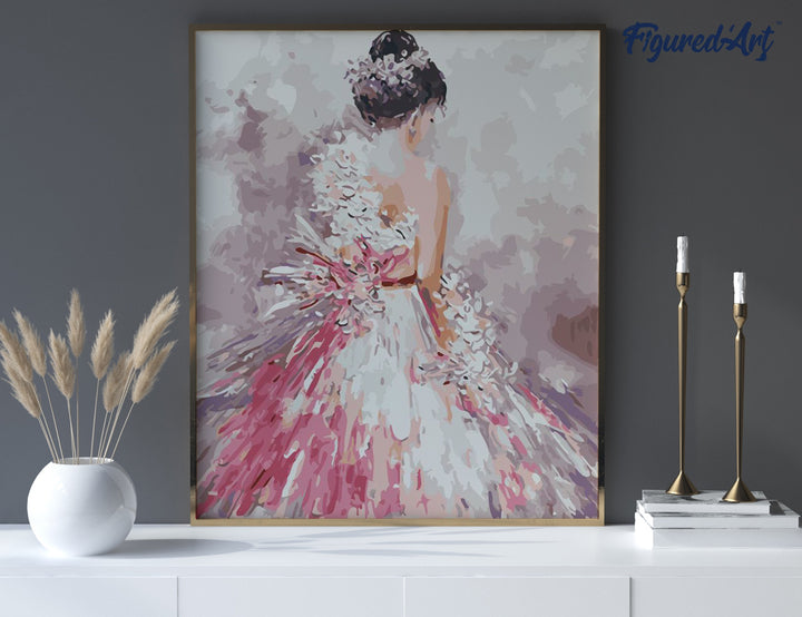 Malen nach Zahlen 40x50cm ohne Keilrahmen Figured’Art Hübsche Frau von hinten - Kidis Art