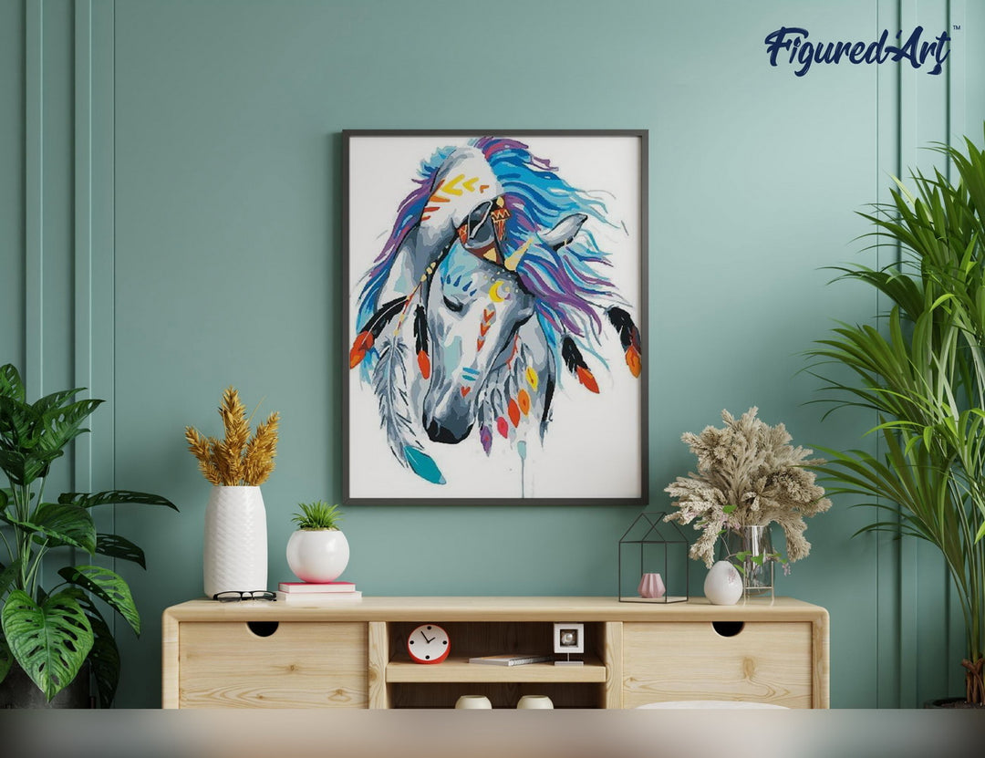 Malen nach Zahlen 40x50cm auf Keilrahmen gespannt Figured’Art Pferd der Feier - Kidis Art