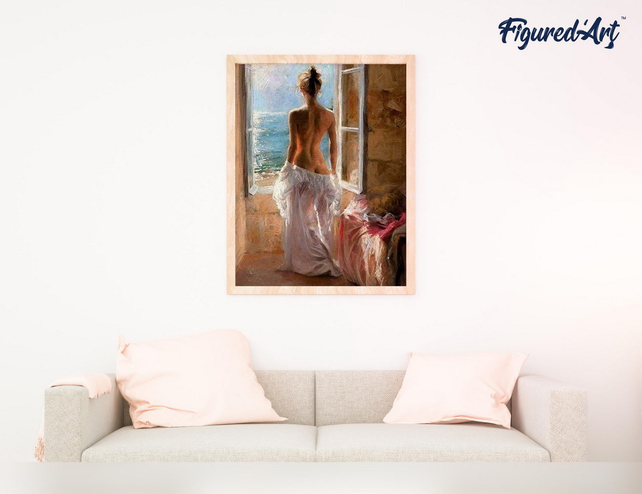 Malen nach Zahlen 40x50cm ohne Keilrahmen Figured’Art Nackte Frau und grosse Sonne - Kidis Art
