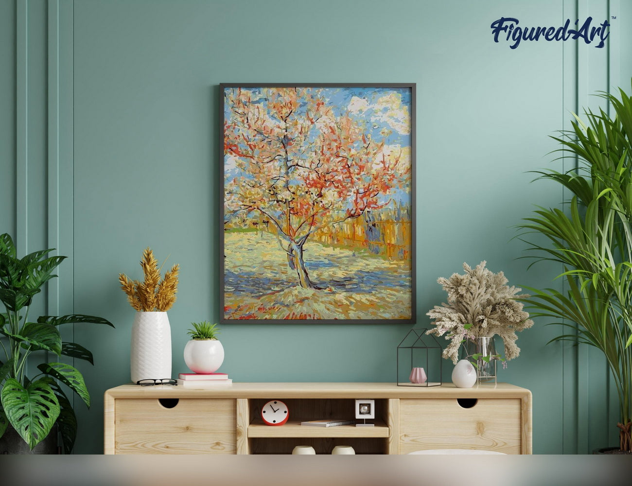 Malen nach Zahlen 40x50cm ohne Keilrahmen Figured’Art Pfirsichbaum – Van Gogh - Kidis Art