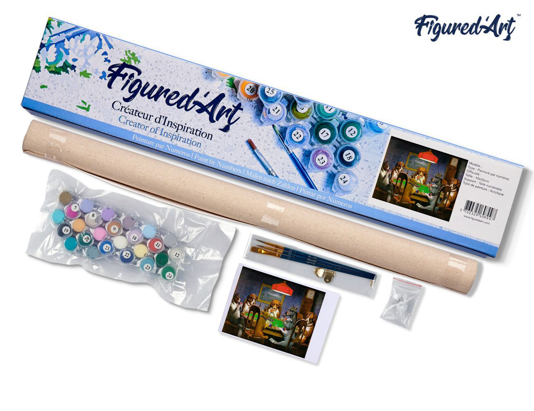 Malen nach Zahlen 40x50cm ohne Keilrahmen Figured’Art Poker spielende Hunde - Kidis Art