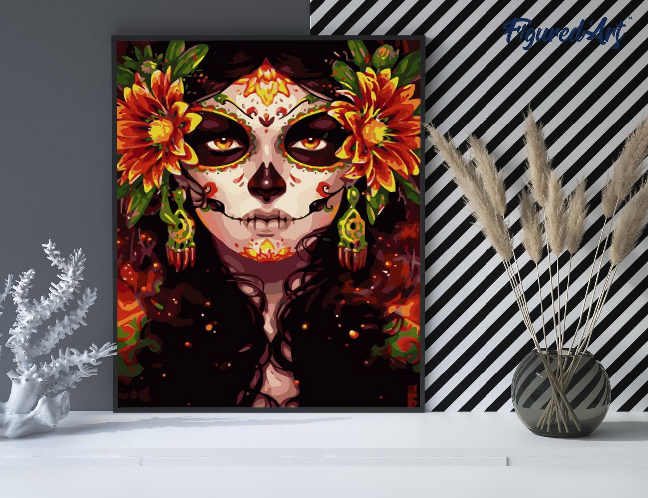 Malen nach Zahlen 40x50cm ohne Keilrahmen Figured’Art Sicht und Blumen - Kidis Art