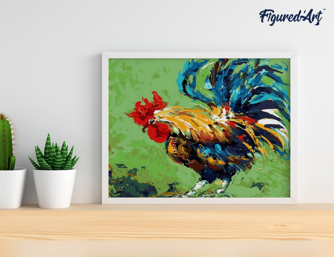 Malen nach Zahlen 40x50cm ohne Keilrahmen Figured’Art Der Hahn - Kidis Art