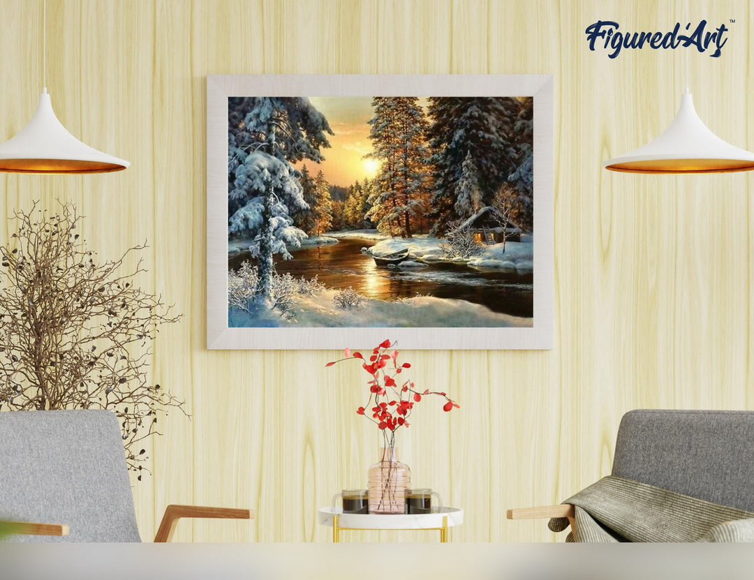 Malen nach Zahlen 40x50cm ohne Keilrahmen Figured’Art Sonnenuntergang im Wald - Kidis Art