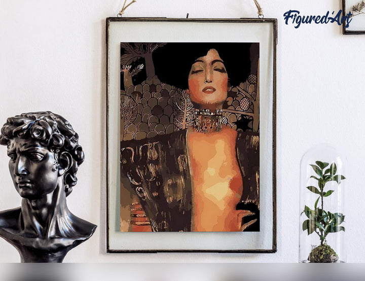 Malen nach Zahlen 40x50cm ohne Keilrahmen Figured’Art Judith und Holofernes – Gustav Klimt - Kidis Art