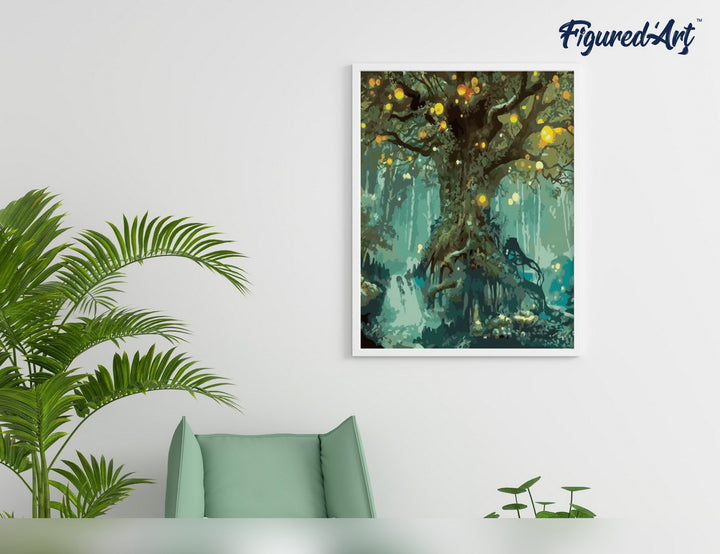 Malen nach Zahlen 40x50cm ohne Keilrahmen Figured’Art Magischer Baum - Kidis Art