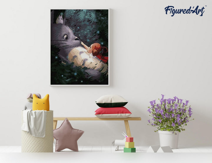 Malen nach Zahlen 40x50cm ohne Keilrahmen Figured’Art Maus und kleines Mädchen - Kidis Art