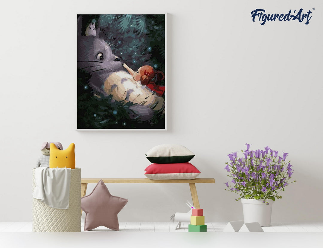 Malen nach Zahlen 40x50cm auf Keilrahmen gespannt Figured’Art Maus und kleines Mädchen - Kidis Art