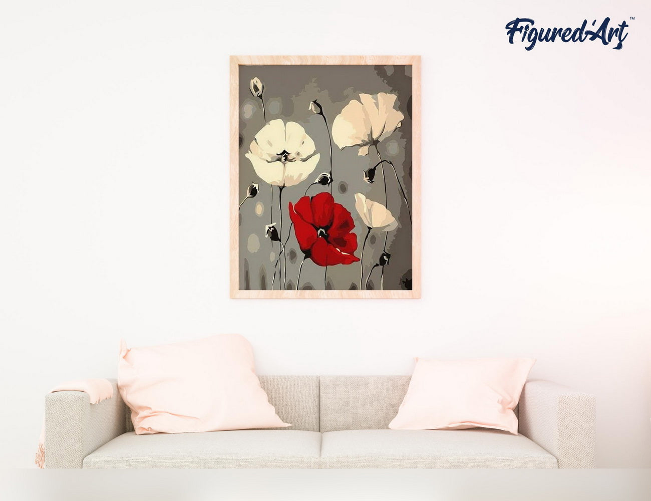 Malen nach Zahlen 40x50cm ohne Keilrahmen Figured’Art Rote und weisse Blumen - Kidis Art