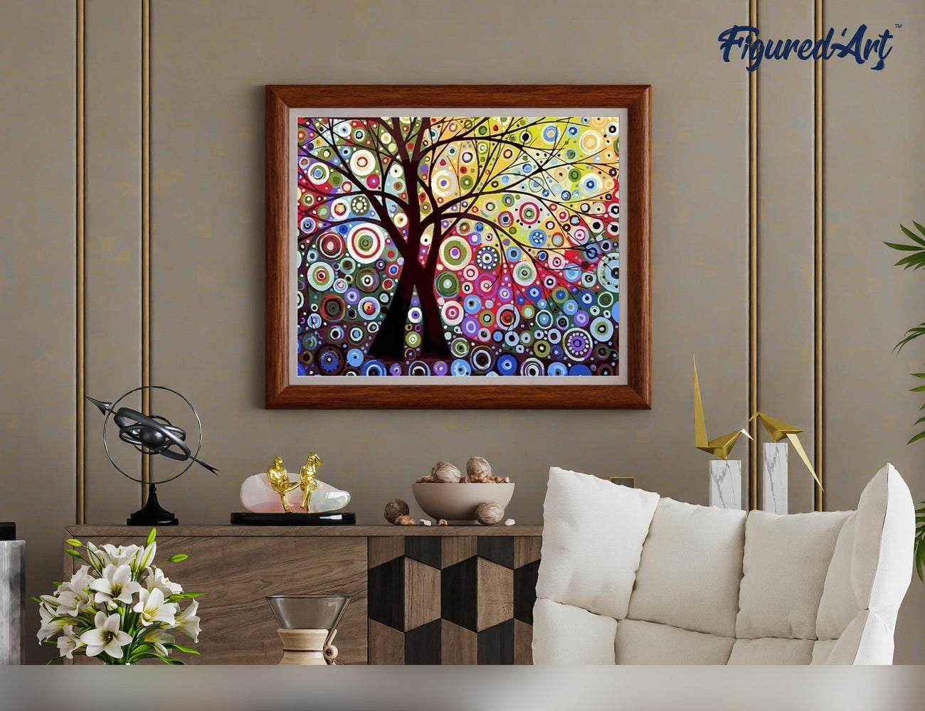 Malen nach Zahlen 40x50cm ohne Keilrahmen Figured’Art Baum im Buntglaseffekt - Kidis Art