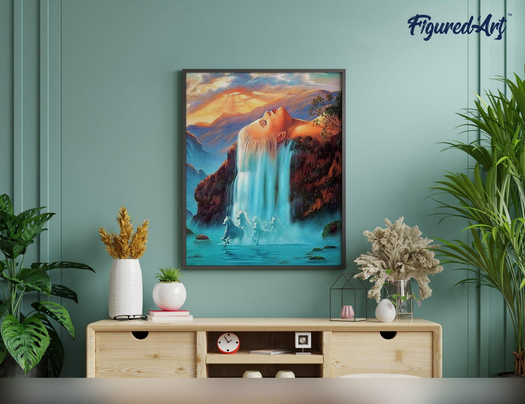 Malen nach Zahlen 40x50cm ohne Keilrahmen Figured’Art Wasserfall Kopfhaar - Kidis Art