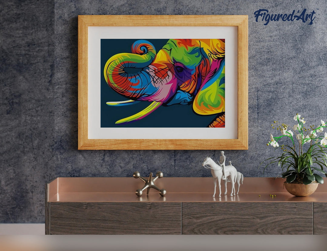 Malen nach Zahlen 40x50cm ohne Keilrahmen Figured’Art Elefant Pop Art - Kidis Art