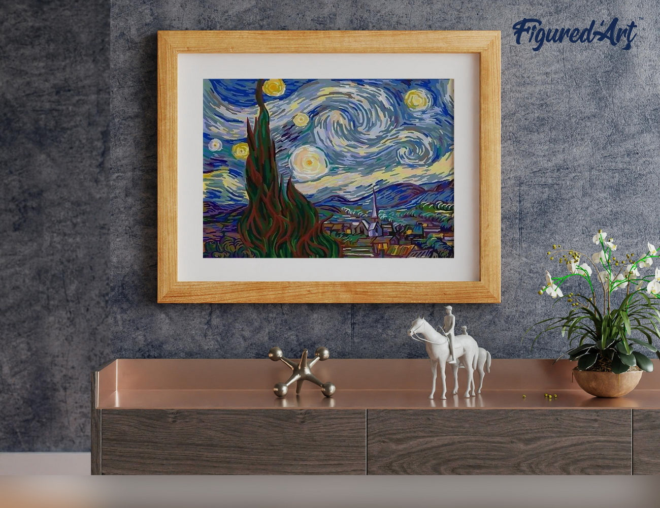 Malen nach Zahlen 40x50cm ohne Keilrahmen Figured’Art Sternennacht – Van Gogh - Kidis Art