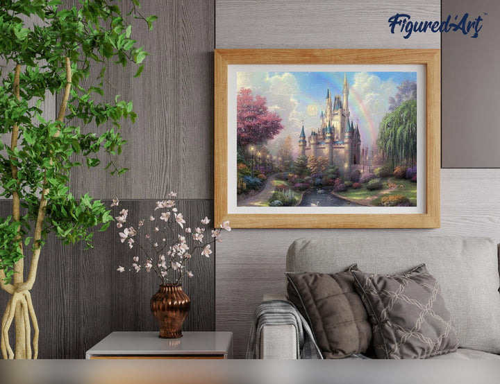 Malen nach Zahlen 40x50cm ohne Keilrahmen Figured’Art Schloss und Regenbogen - Kidis Art