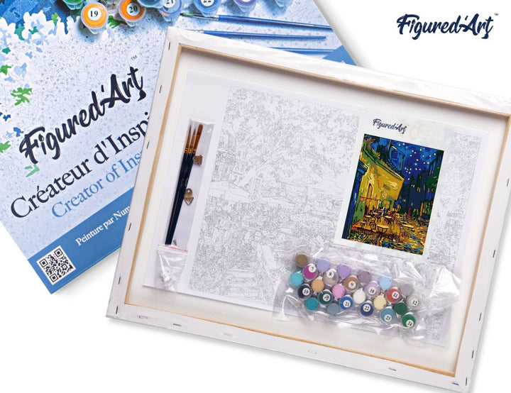 Malen nach Zahlen 40x50cm auf Keilrahmen gespannt Figured’Art Café – Van Gogh - Kidis Art