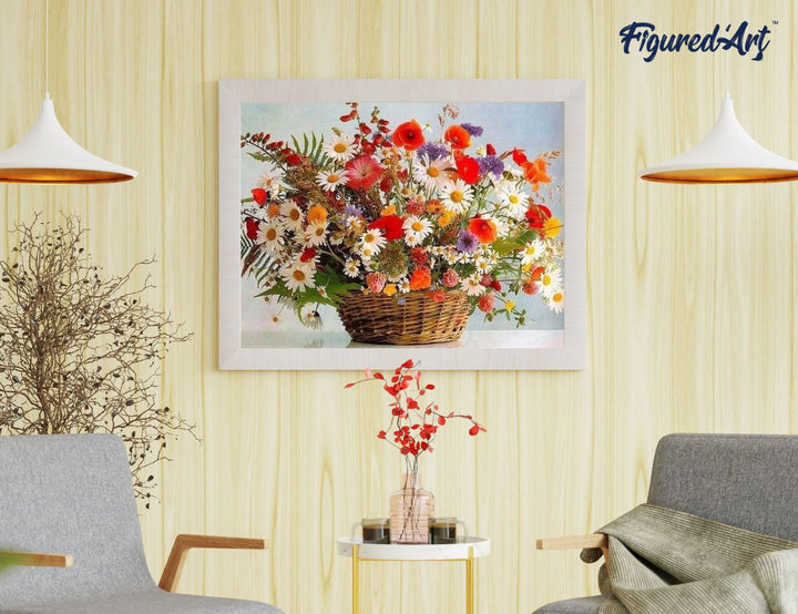 Malen nach Zahlen 40x50cm ohne Keilrahmen Figured’Art Farbiger Blumenstrauss - Kidis Art