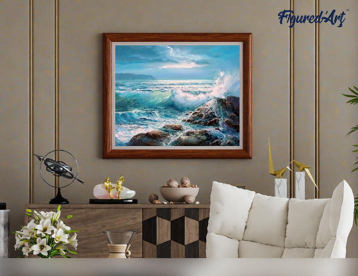 Malen nach Zahlen 40x50cm ohne Keilrahmen Figured’Art Wellen - Kidis Art