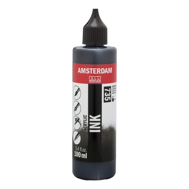 Amsterdam Acrylic Tinte Flasche 100 ml Oxidschwarz 735 - Kidis Art