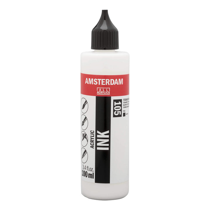 Amsterdam Acrylic Tinte Flasche 100 ml Titanweiß 105 - Kidis Art