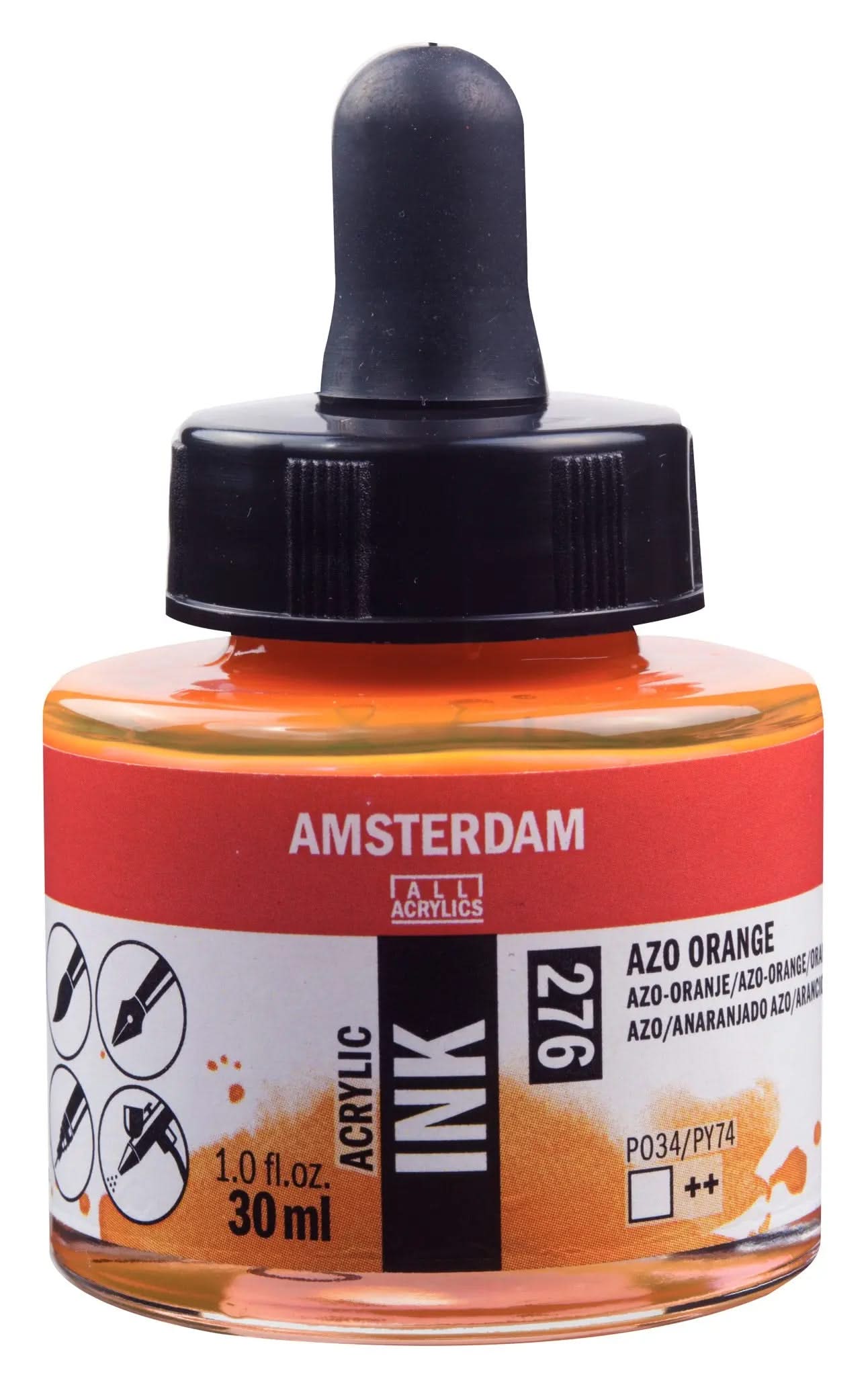 Amsterdam Acrylic Tinte Flasche 30 ml Azo-Orange 276 - Kidis Art