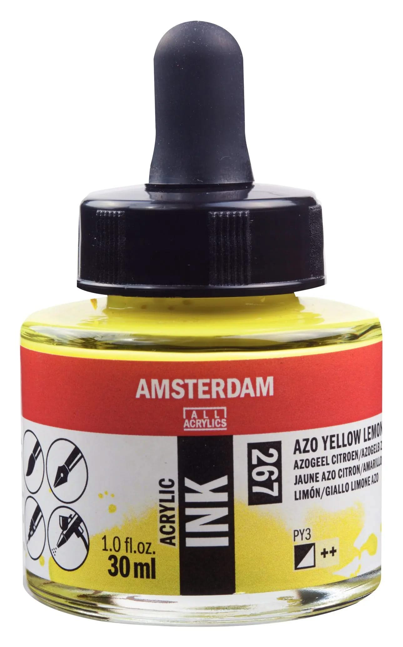 Amsterdam Acrylic Tinte Flasche 30 ml Azogelb Zitrone 267 - Kidis Art