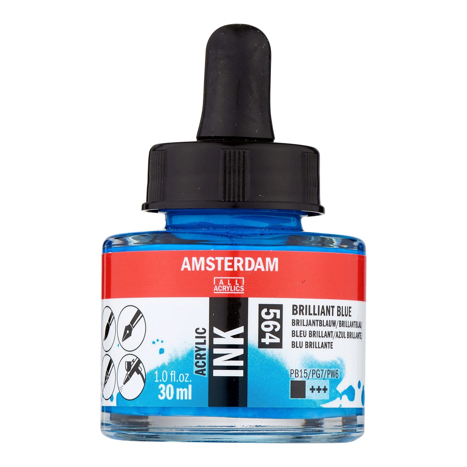 Amsterdam Acrylic Tinte Flasche 30 ml Brillantblau 564 - Kidis Art