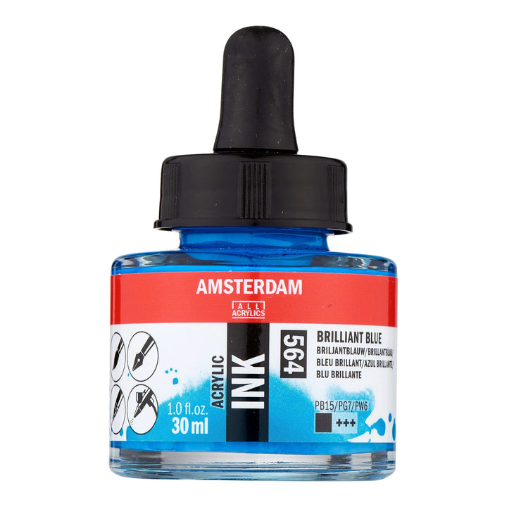 Amsterdam Acrylic Tinte Flasche 30 ml Brillantblau 564 - Kidis Art