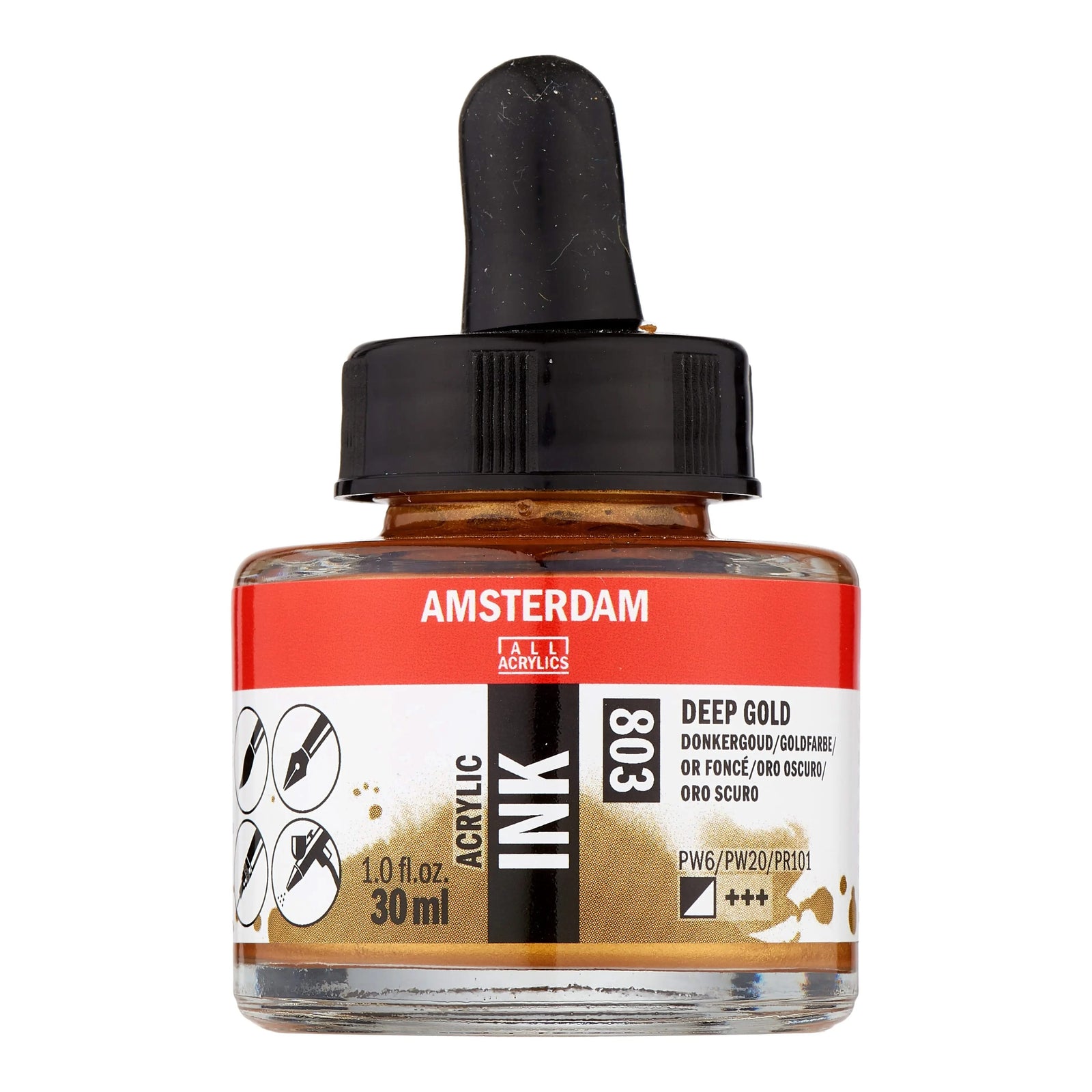 Amsterdam Acrylic Tinte Flasche 30 ml Goldfarbe 803 - Kidis Art