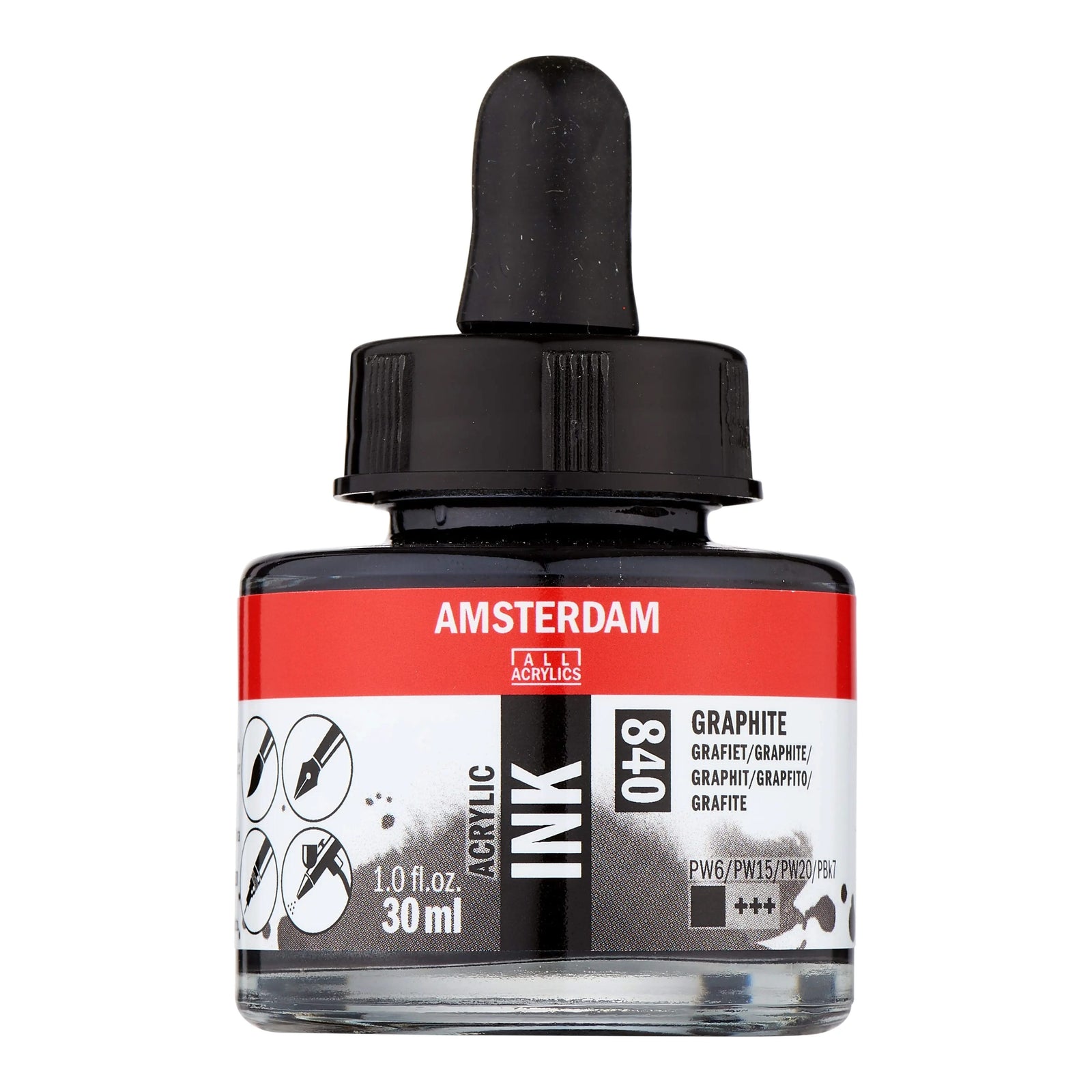 Amsterdam Acrylic Tinte Flasche 30 ml Graphite 840 - Kidis Art