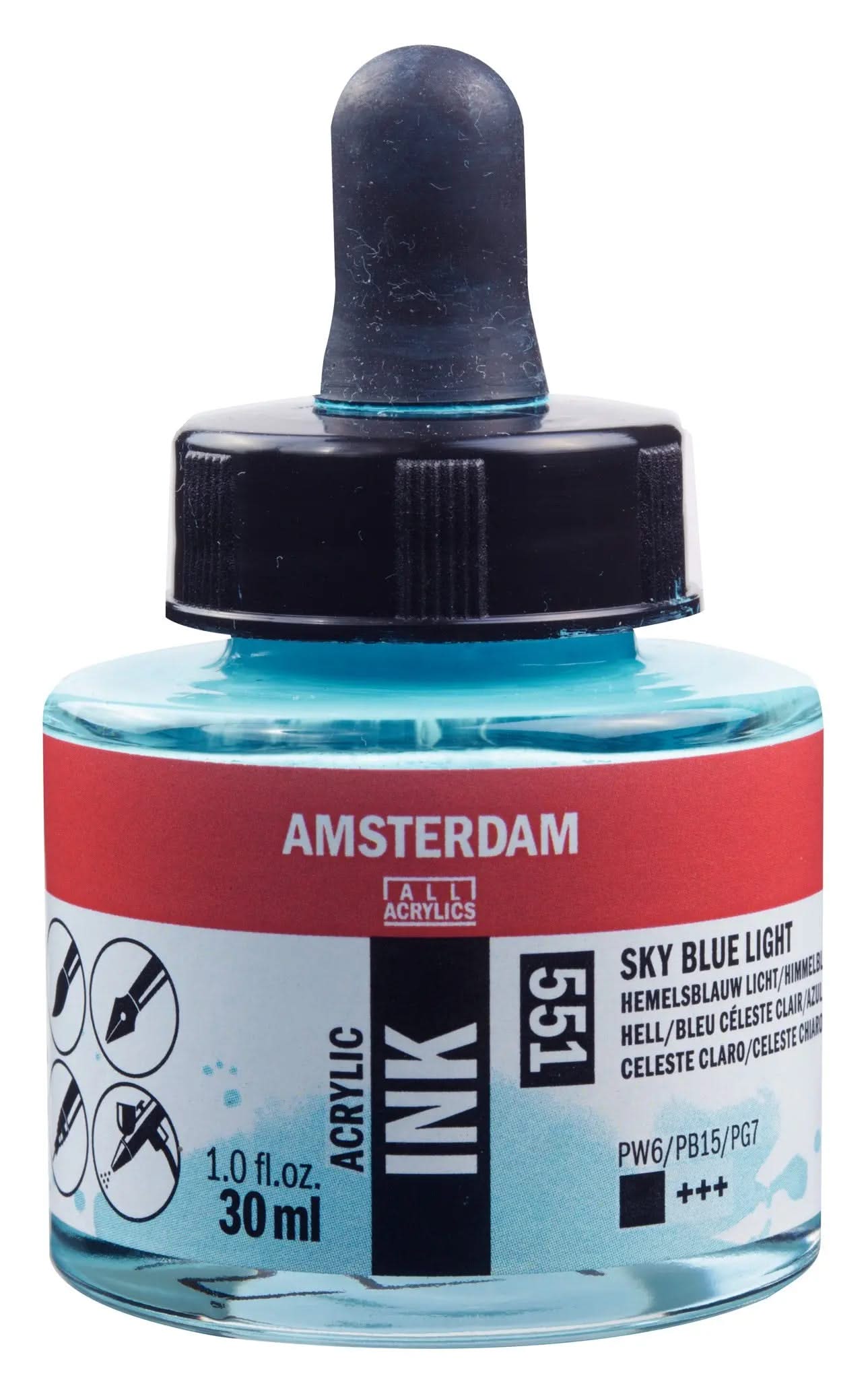 Amsterdam Acrylic Tinte Flasche 30 ml Himmelblau Hell 551 - Kidis Art