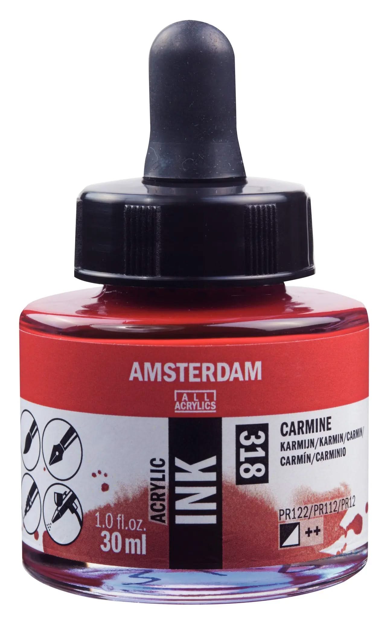 Amsterdam Acrylic Tinte Flasche 30 ml Karmin 318 - Kidis Art
