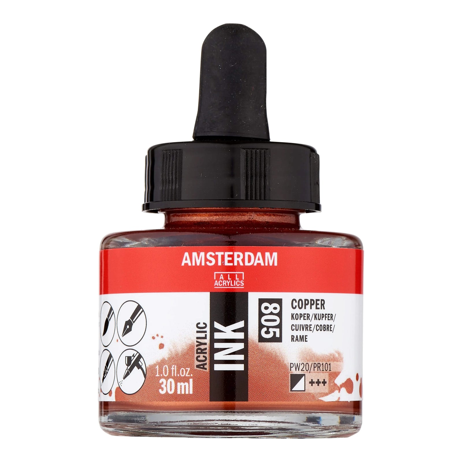 Amsterdam Acrylic Tinte Flasche 30 ml Kupfer 805 - Kidis Art