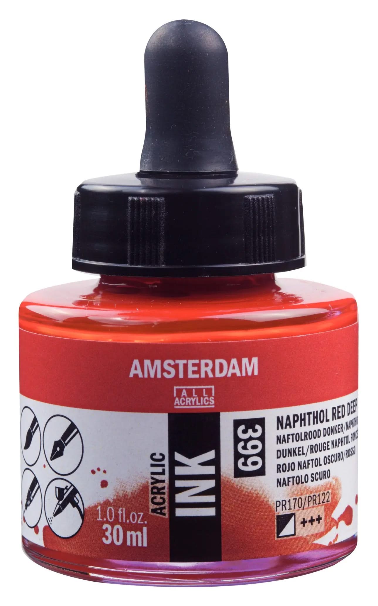 Amsterdam Acrylic Tinte Flasche 30 ml Naphtholrot Dunkel 399 - Kidis Art