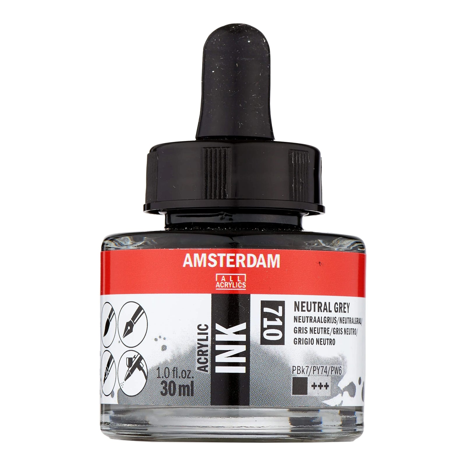 Amsterdam Acrylic Tinte Flasche 30 ml Neutralgrau 710 - Kidis Art