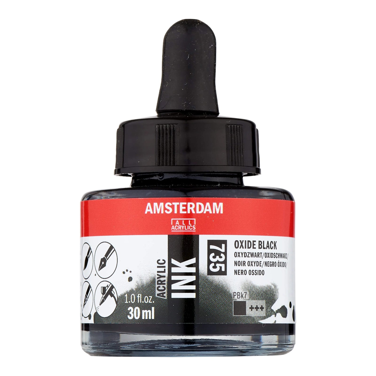 Amsterdam Acrylic Tinte Flasche 30 ml Oxidschwarz 735 - Kidis Art